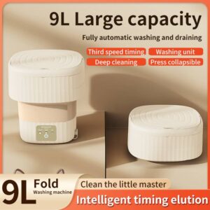 Folding Washing Machine 9L Large Capacity Household Portable Underwear & Panties Dehydrator Eluting All-in-One Mini Washin...