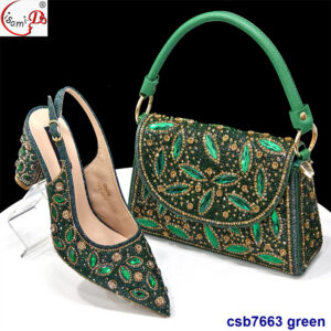 Women Shoe Bag Set Party Shoes Bag Combination Large Sparkling Rhinestone Back Strap Elastic Band High Heel Sandals With H...