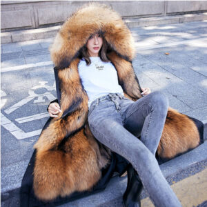 Women's Clothing Over Knee Length Parker Women's Raccoon Fur Liner Removable Leather Jacket Coat Off season Treatment - Da...