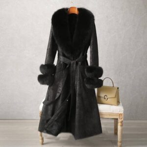 Women's Clothing rabbit fur coat new mid length fur women's over the knee fur collar coat slim fit - Damenbekleidung