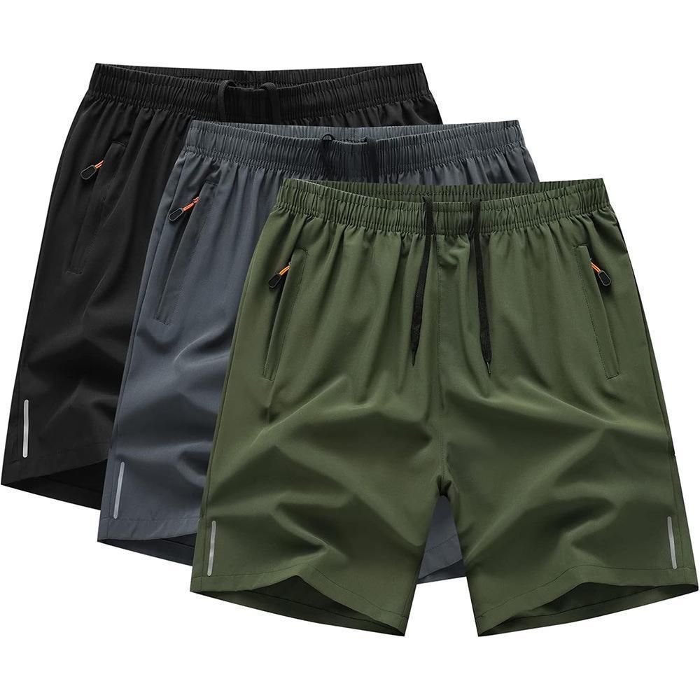 Men's Quick-Dry Running Shorts – Lightweight Polyester Beach Casual Shorts With Breathable Mesh Lining (Black, Navy, Olive...