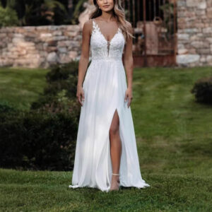 Women's Clothing Slit Wedding Dress New Bride Beach Light Wedding Dress Super Fairy Perspective Deep V Neck Sexy Trailing ...