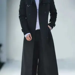 Men's Mauroicardi Autumn Extra Long Fitted Black Trench Coats Double Breasted European Fashion 2022 Stylish Overcoat Men -...