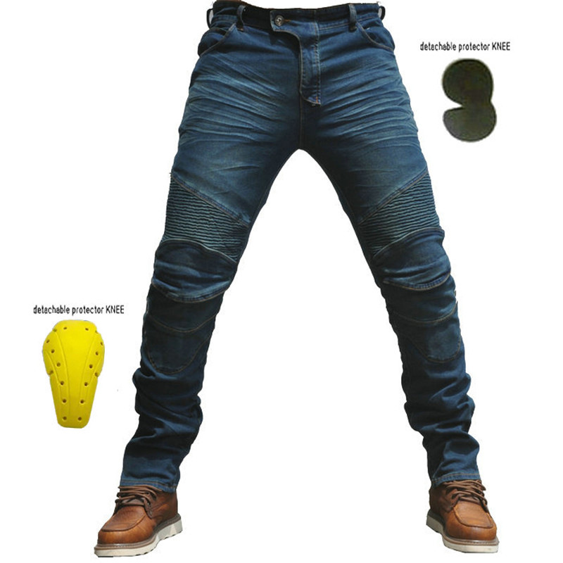 Spring Motorcycle Riding Jeans For Men – Straight-Leg Stretch Denim Pants With Knee Protection & Breathable Cotton-Spandex...