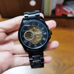 High-Quality New Fully Automatic Mechanical Movement Steel Strip Watch Vacuum Coated Men's Steel Strip Hollow Leisure Watc...