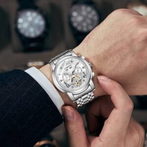 ROERDUM Apocalypse Knights Series – Dual-Color Luminous Hands, Silver Dial, Stylish Men's Mechanical Wristwatch - Herrensc...