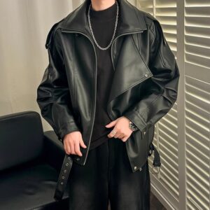 Men's Clothing Retro Niche Design Double Lapel Motorcycle Clothing High End Handsome Men Autumn And Winter - Herrenbekleidung