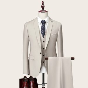 ​Modern Men's Slim Fit Suit Set - 3-Piece Wedding & Business Blazer, Vest & Pants (Single-Button, Notch Lapel)​ - Herrenbe...