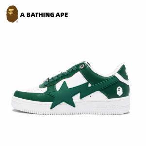 A BATHING APE Bape-STA OS Classic Lacquer Leather Double Splicing Trendy Fashion Board Shoes Air Force No.1 Board Shoes Me...