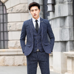 CT Korean Style Slim Fit For Men Casual Trendy Handsome Small Three-Piece Set Groom Groomsman Wedding Suit - Herrenbekleidung