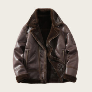 ​Men’s Faux Shearling Jacket – Fleece-Lined Winter Coat With Notched Collar (Sizes M-5XL, Dark Brown)​