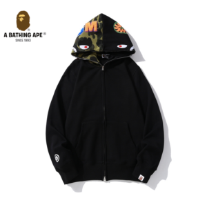 A BATHING APE ABC CAMO High Quality Pure Cotton Version Mandarin Duck Color Matching SHARK FULL ZIP HOODIE MENS AND WOMEN ...