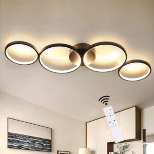 Glitzerlife LED Dimmbar Deckenlampe Modern Wohnzimmerlampe 4 Flammig In Ringoptik, 55W Innen Deckenleuchte Aus Aluminium, ...
