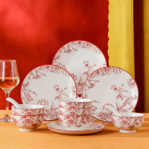 Ceramic Bowl Set With Under-Glaze Design - 6-Piece Dinnerware Gift Box For Home & Special Occasions - Waschen & Reinigen