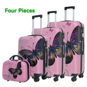 Pink Cute Butterfly Trolley Case ABS+PC Suitcase Spot Children's Suitcase Boarding Mother And Child Password Box - Taschen