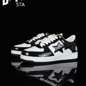 A BATHING-APE Classic Lacquer Leather Splicing Fashion Board Shoes Air Force No.1 Board Shoes Men And Women 22 Color Optio...
