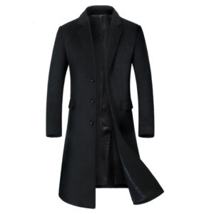 British-Style Wool Blend Overcoat For Men – Mid-Length Single-Breasted Trench Coat (Slim Fit, Winter, M-5XL) - Herrenbekle...