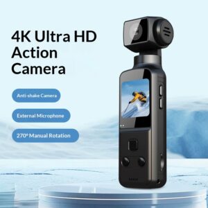 4K/5K WiFi Pocket Camera - Ultra HD Mini Action Cam With Anti-Shake, 270° Rotation & Waterproof Case (Perfect For Vlogging...