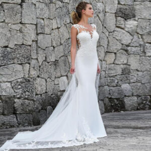 Women’s Clothing Wedding Dress Summer New One Shoulder Wedding Dress With Large Skirt And Backless Lace Trailing Wedding D...