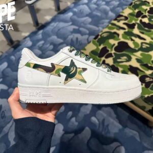A BATHING-APE Classic Double Sided Splicing Trendy Fashion Board Shoes Tri Color Camouflage Air Force No.1 Board Shoes Men...