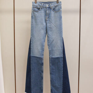 Fashionable Retro Patchwork Color Block Long High Waist Wide Leg Jeans Casual Versatile Denim Trousers For Women - Damenbe...