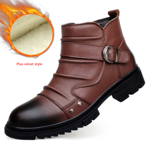 European Warm Series New Handmade Punk Motorcycle Men Genuine Leather British Style Martin Cowhide Work Short Boots Fashio...