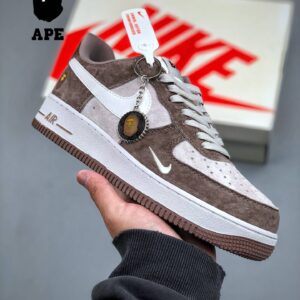 Nk Air Force 1 '07 Low Bape-Collaboration - Brown White Hook Air Force One Low Top Casual Board Shoes - Schuhe