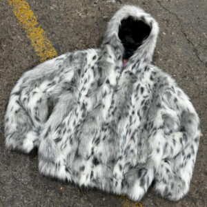 ​​Unisex Long Plush Fur Coat – Streetwear Hooded Winter Coat, Oversized Zip-Up Fleece Jacket (Black & White, S-XL)​​ - Her...