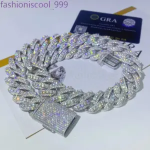 Custom Vvs Moissanite Diamond Cuban Link Chain Ice Out 18mm Hip Hop Men Jewelry Pendant Necklace Miami - Geschenke