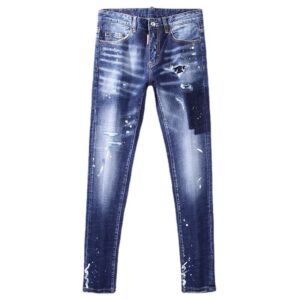 Men's Clothing Fashion Fashion Jeans Blue Slim Elastic Foot Print Trendy Versatile Jeans - Herrenbekleidung