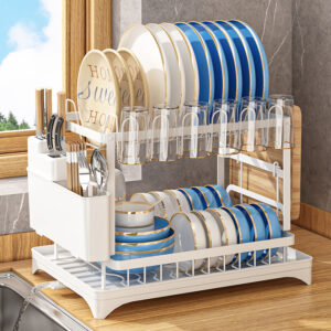 Installation-free Kitchen Dish Rack Double-layer Dish Rack Bowl and Dish Storage Rack Household Bowl and Chopsticks Storag...