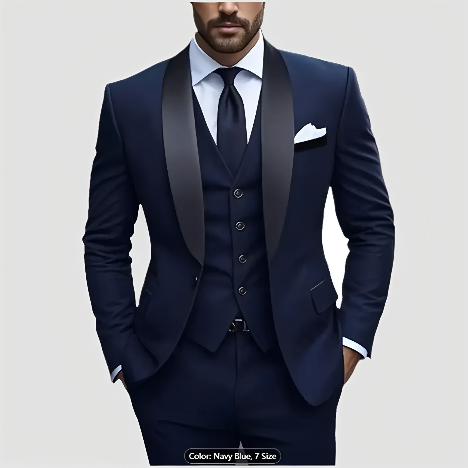 Men's Business Casual 3-Piece Suit Set – Slim Fit Wedding Groom & Office Blazer With Vest & Trousers, Modern Stretch Fab...