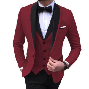 Large men's suit slim fit double fork groom's dress 2-piece set, formal casual solid color - Herrenbekleidung