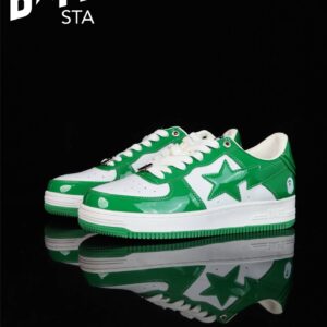 A BATHING-APE Classic Lacquer Leather Splicing Fashion Board Shoes Air Force No.1 Board Shoes Men And Women 22 Color Optio...