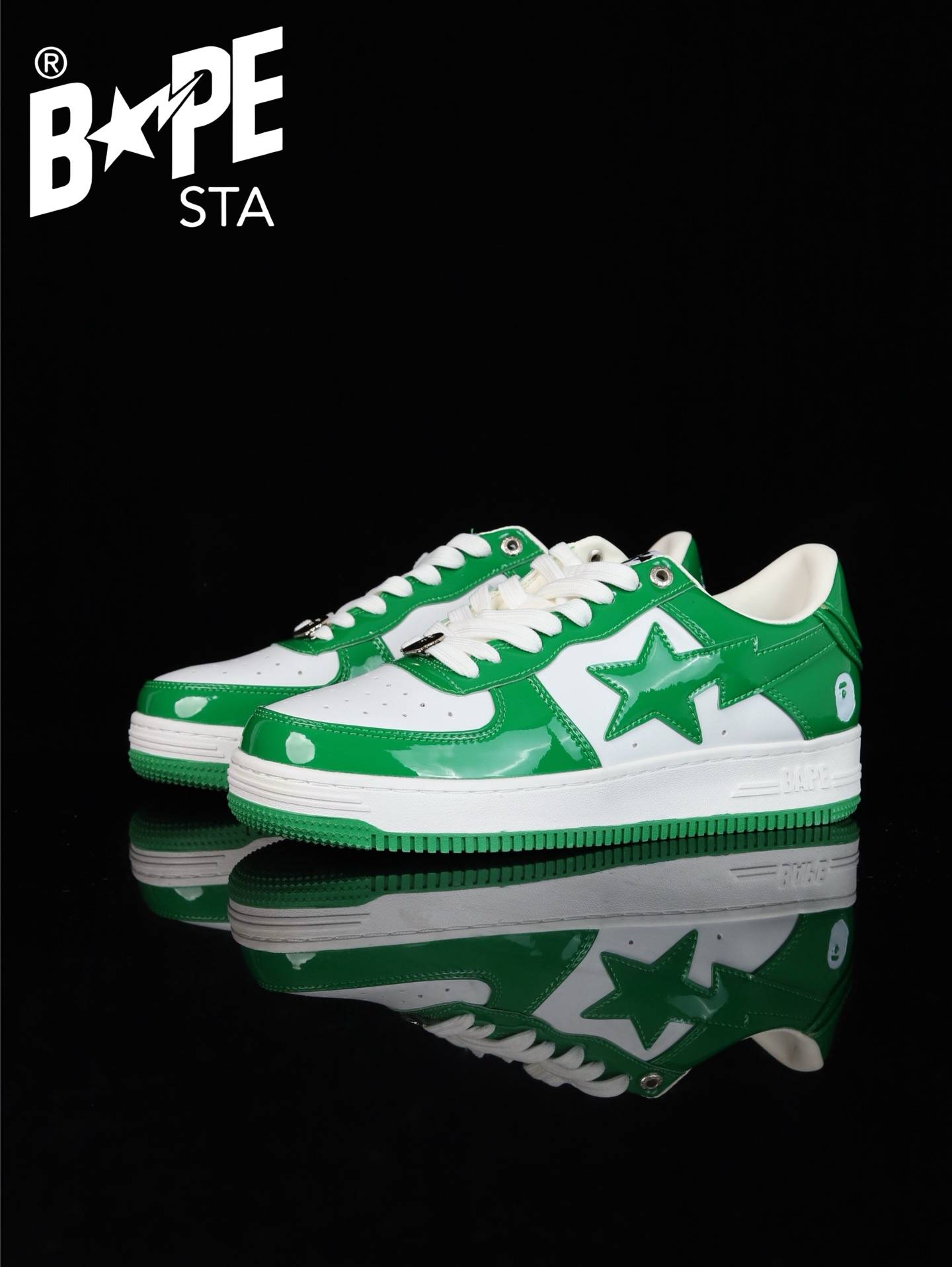 A BATHING-APE Classic Lacquer Leather Splicing Fashion Board Shoes Air Force No.1 Board Shoes Men And Women 22 Color Optio...