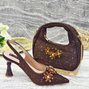 Women's Shoes And Bags Set Pointed High Heeled Sandals Diamond Shoes With Handbags (soft) - Schuhe | Technik & Gadgets