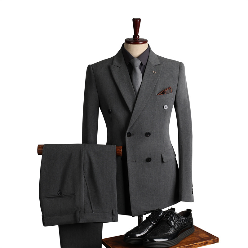Man's Clothing Double Row Suit Men's Formal Wear Business Casual Fashion Slim-Fit Plus Size Banquet Wedding Small Suit Man...