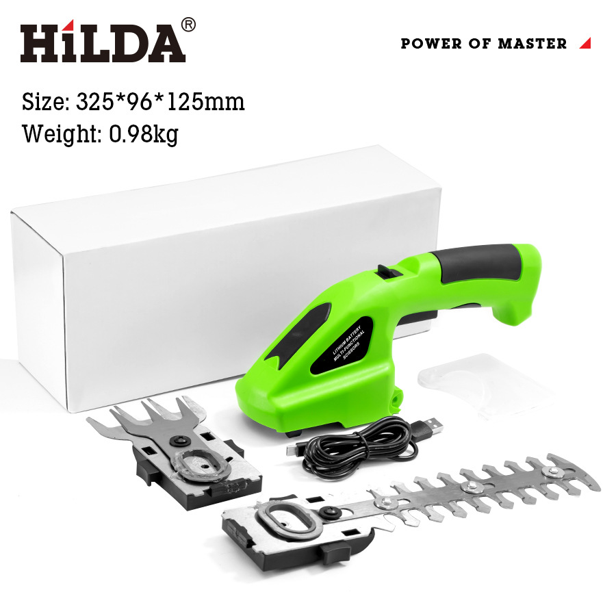 HILDA Cordless Lithium-Ion Hedge Trimmer With 7.2V Battery, Lightweight & Ergonomic Design For Precise Garden Shaping - Po...