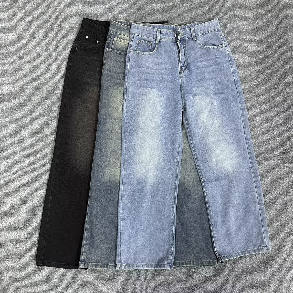 Men's Clothing Classic Vintage Straight-Leg Jeans – Relaxed Fit Washed Denim Pants For Men (S-3xl, Black/Light Blue/Dark B...