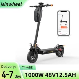 isinwheel T4 Electric Scooter with ABE Certification, 1000W 48V 12.5Ah Battery, 10-inch Off-road Adult Scooter with App Co...