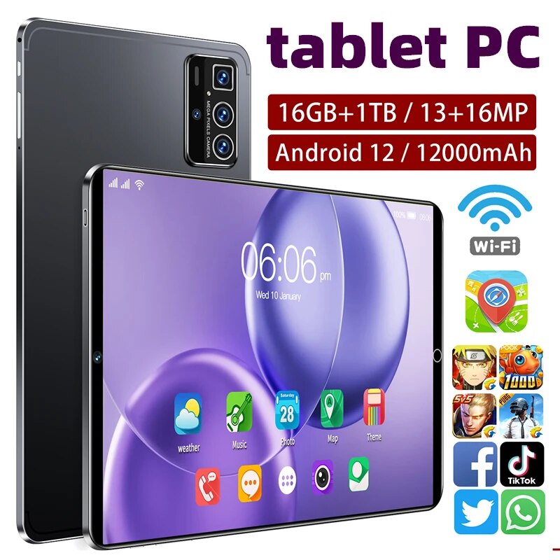 Hot Sale Tablet PC 10.1 Inch Android 12 Display Tablets Google Play IPS WPS Dual SIM Card 5G 4G WIFI Tablet Android TABLET...