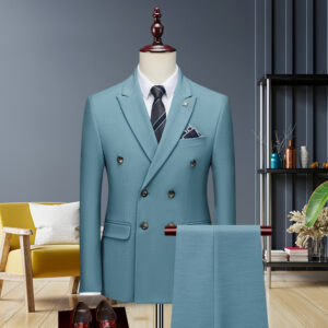 Men's Clothing High End Solid Color Suit Business Casual Men's Double Breasted Double Slit Groom Wedding Suit Dress - Herr...