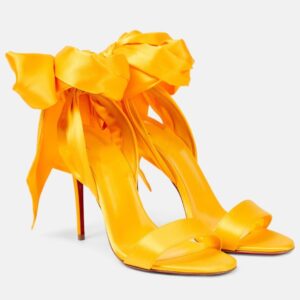 Stiletto Heeled Satin Sandals with round Toe Ankle Strap Bow Roman Open Toe plus Size Women's Shoes - Schuhe