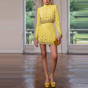 Women's Clothing fashion romantic new heavy beaded diamond short top skirt suit two piece suit - Damenbekleidung