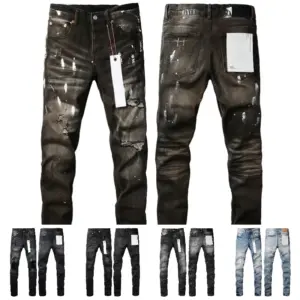 Mens Jeans Men Jeans Purple Brand Street Fashion Designer Jean Ripped Vintage Trousers Mens Summer Hole Hight Grey Denim -...