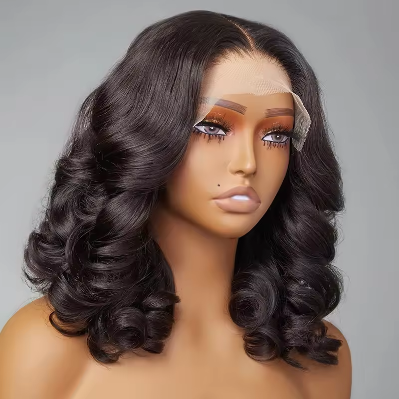 Bouncy Loose Wave Lace Front Human Hair Wigs 210% Density Brazilian Virgin Hair Glueless Lace Frontal Wigs Pre Plucked for...