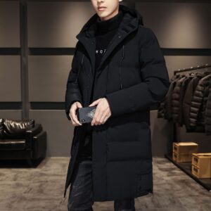 Mid To Long Jacket Men, Autumn New Styles, Trendy And Handsome, Thick Workwear, Jacket, Winter Clothes, Feather Cotton - H...