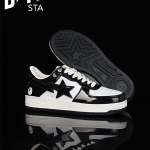 A BATHING-APE Classic Lacquer Leather Splicing Fashion Board Shoes Air Force No.1 Board Shoes Men And Women 22 Color Optio...