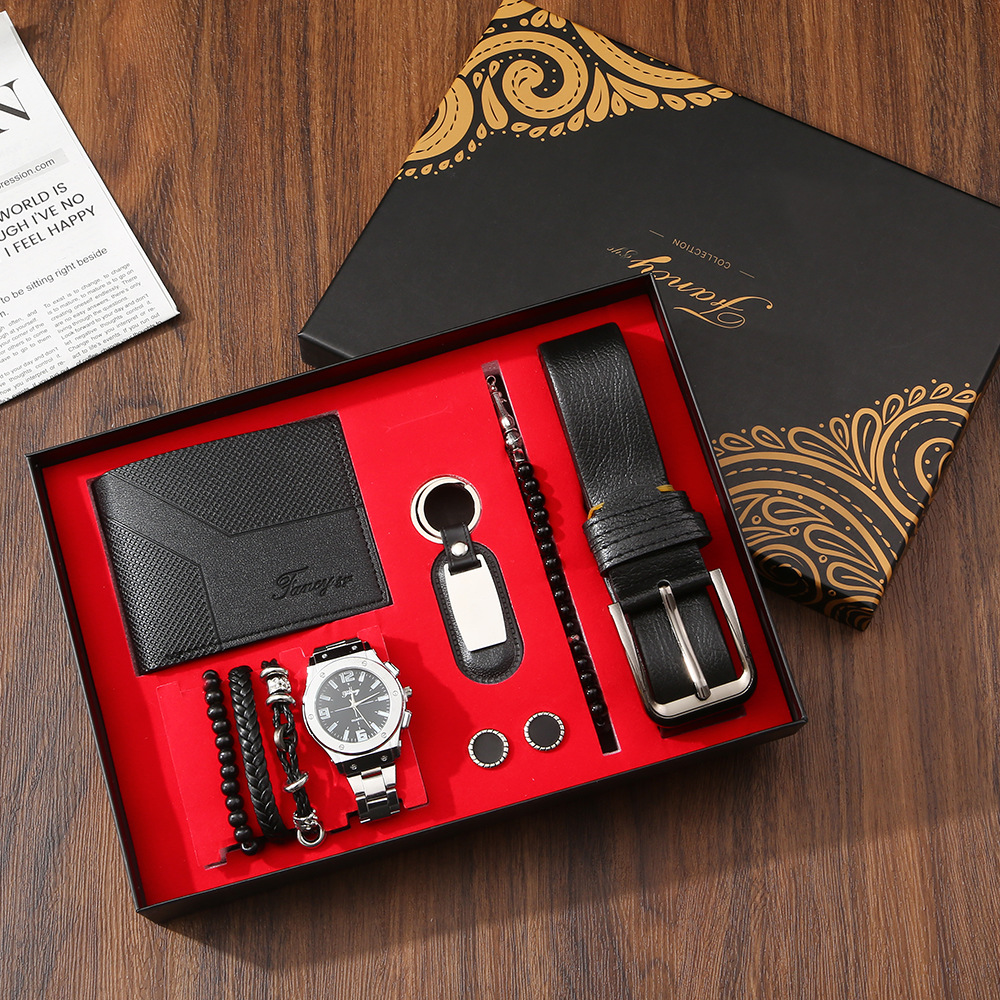 Father's Day Gift Set Company Annual Meeting Gift Customers High End Wallets Belts Watches Gift Sets For Customers - Herre...