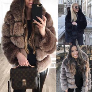 Women's Thick Warm Fur Coat Long Sleeve Hat Rabbit Fur Coat - Damenbekleidung | Technik & Gadgets
